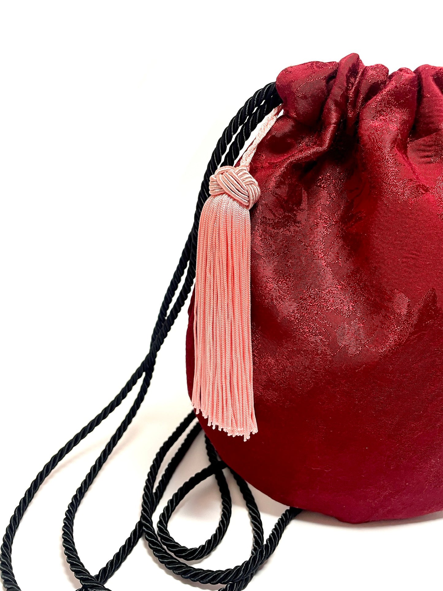Red kimono bucket bag