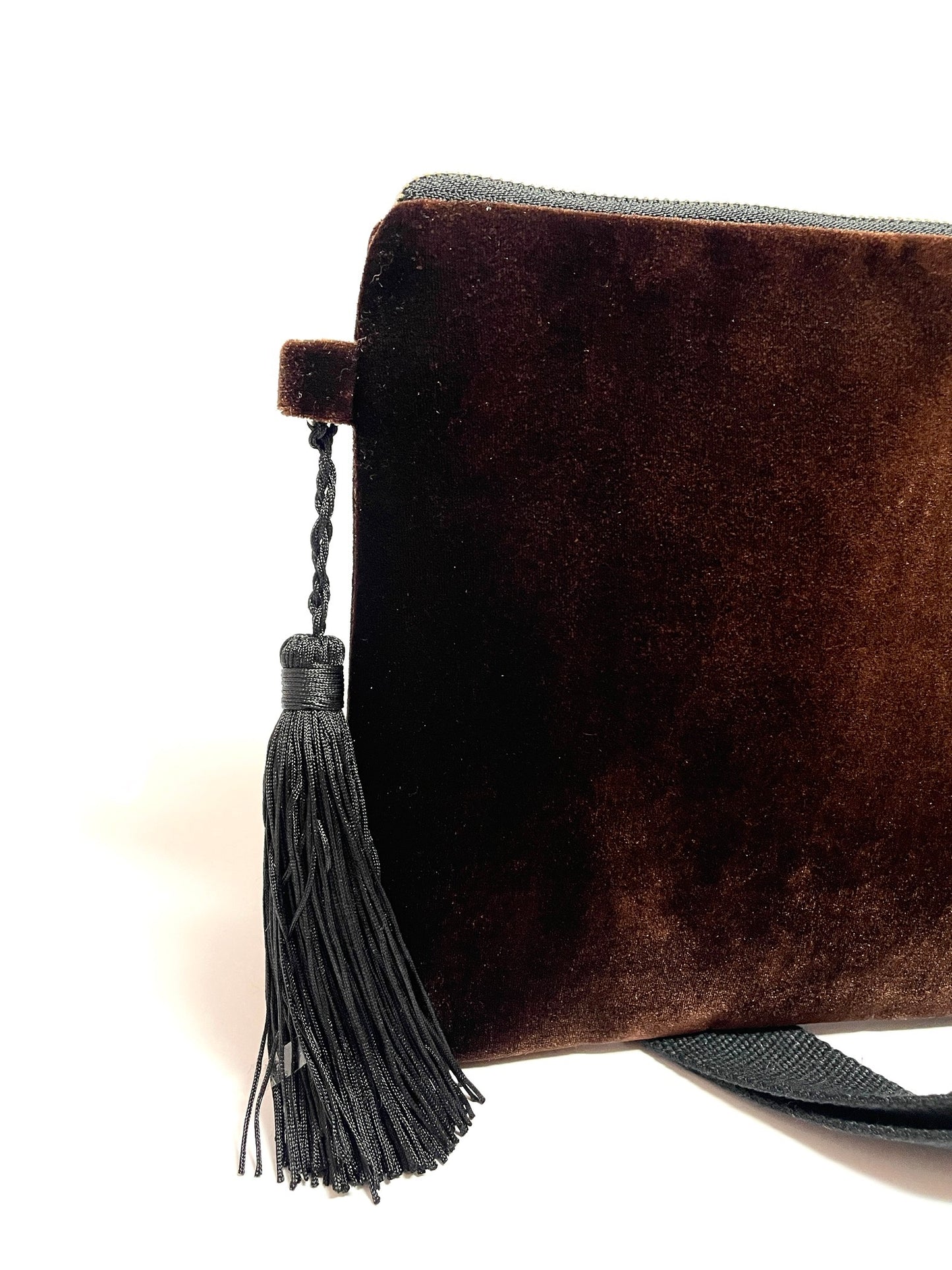 Brown velvet corssbody bag