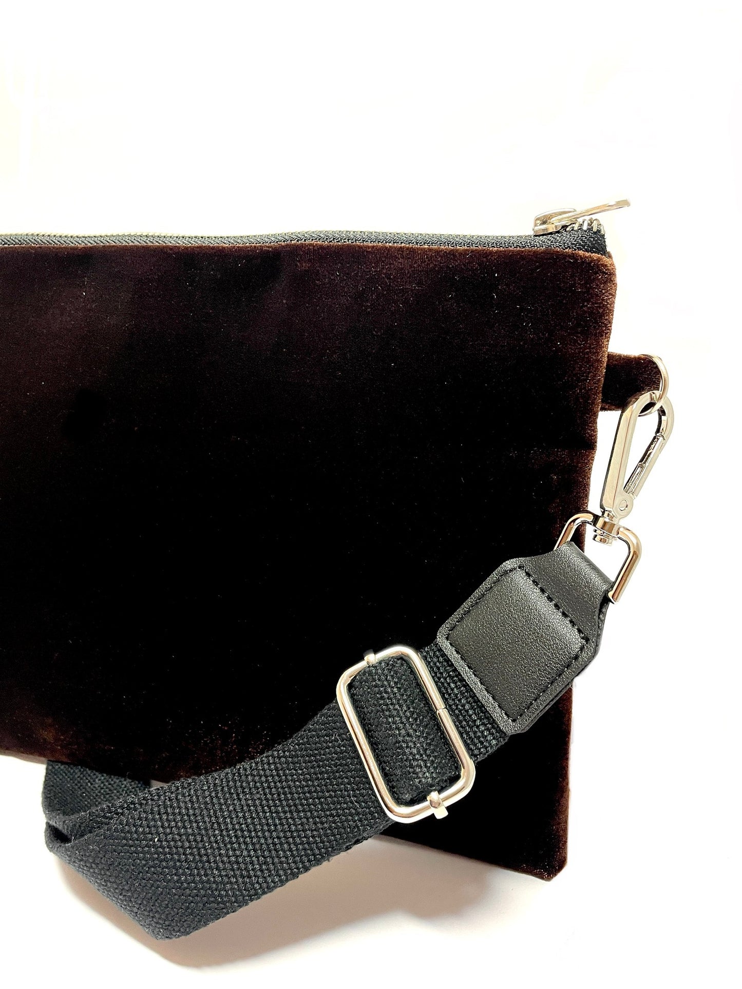 Brown velvet corssbody bag
