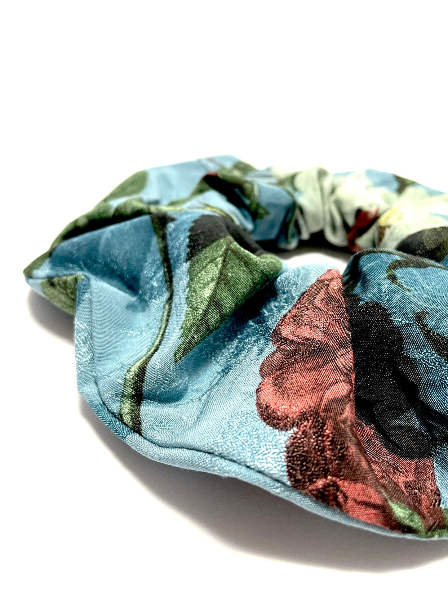 Floral blue large scrunchie
