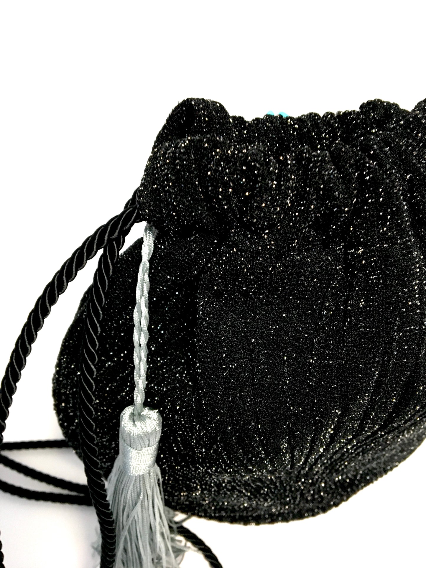 Black shiny bag with tassel