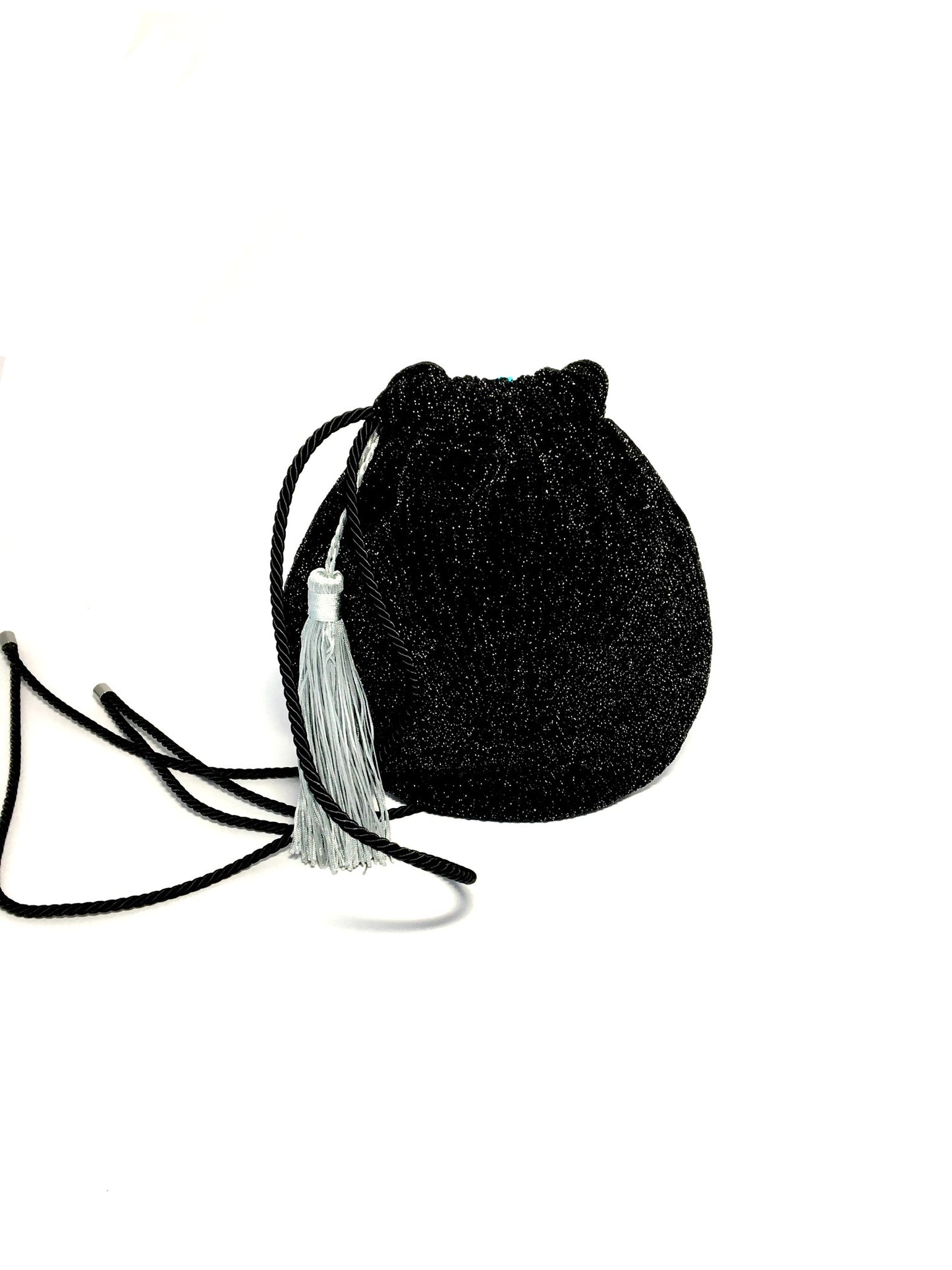 Black shiny bag with tassel