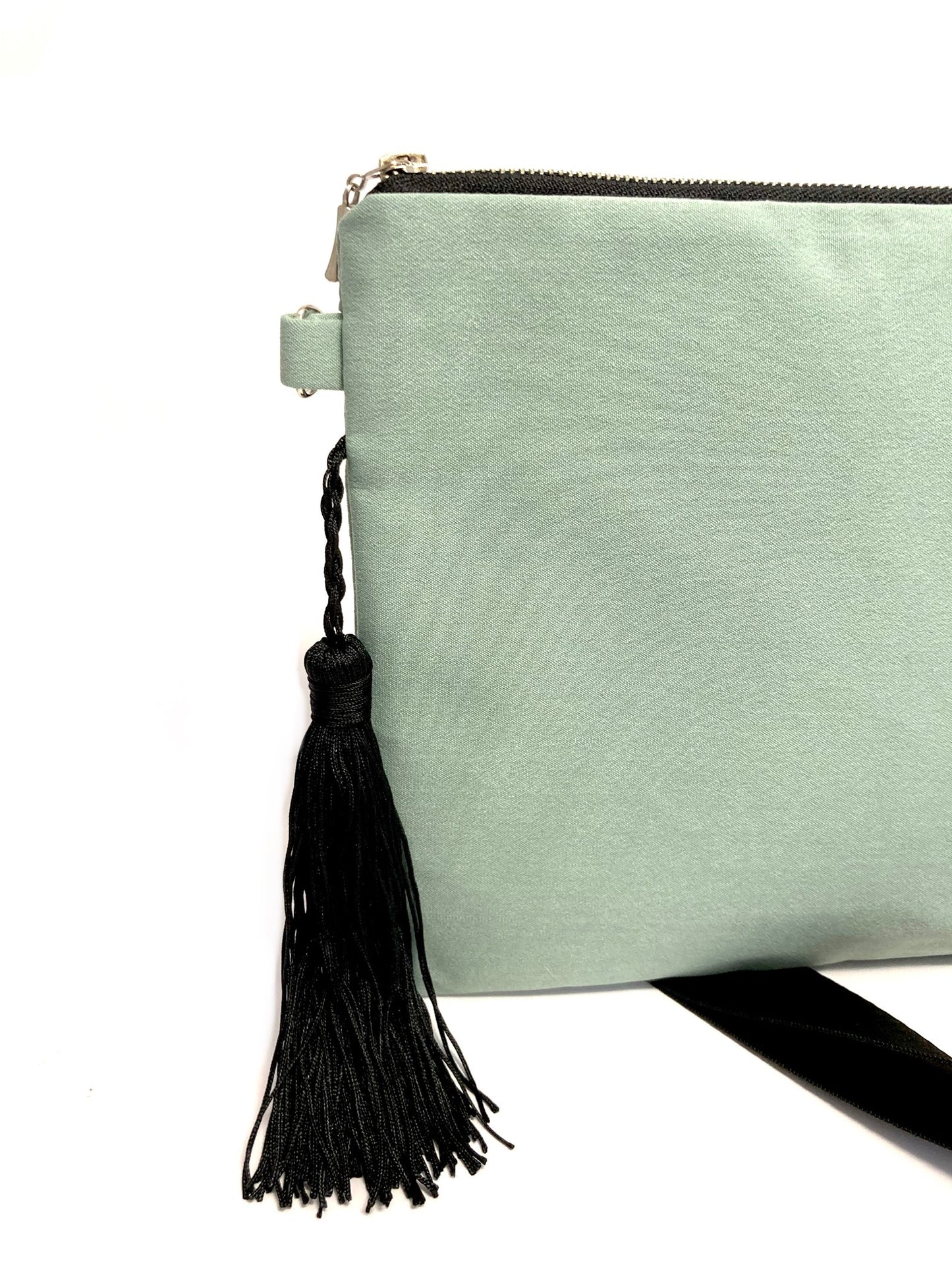 Aquamarine crossbody bag with tassel
