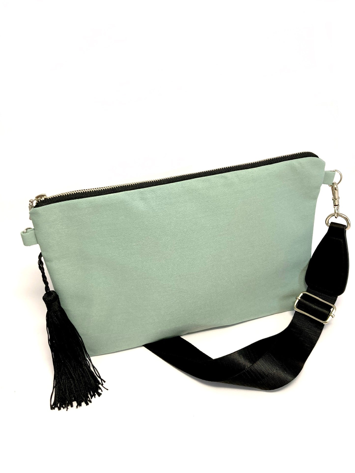 Aquamarine crossbody bag with tassel