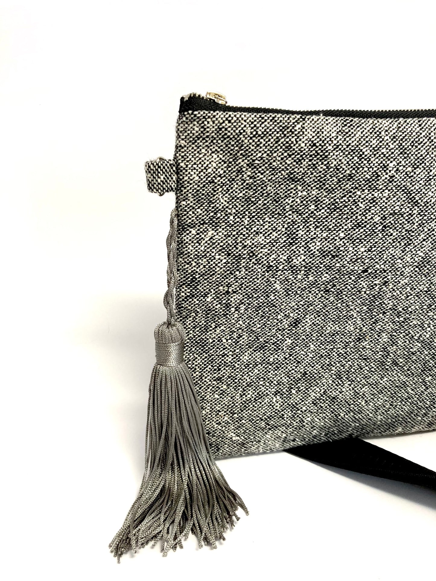 Gray crossbody bag with tassel