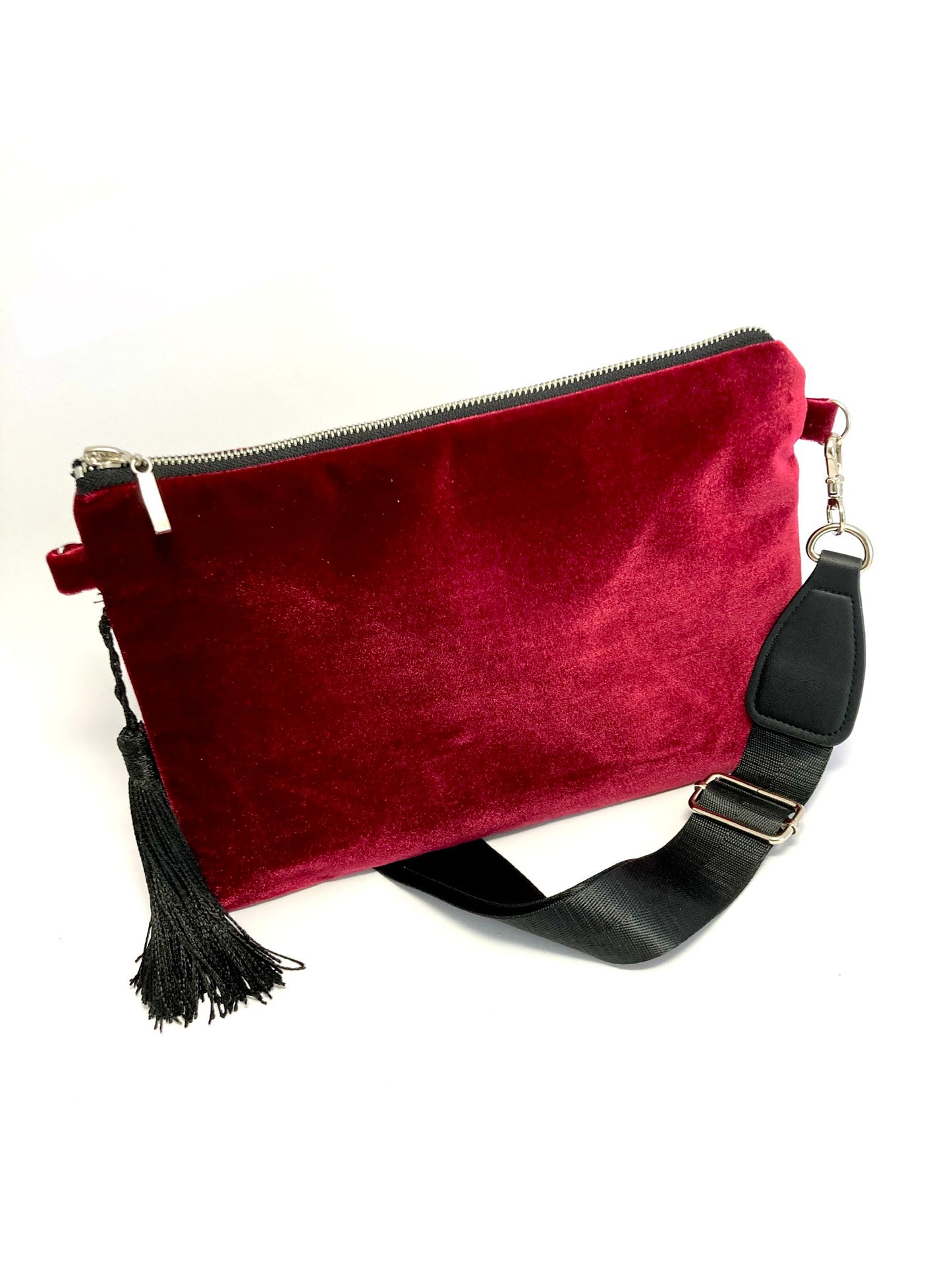 Red velelvet crossbody bag