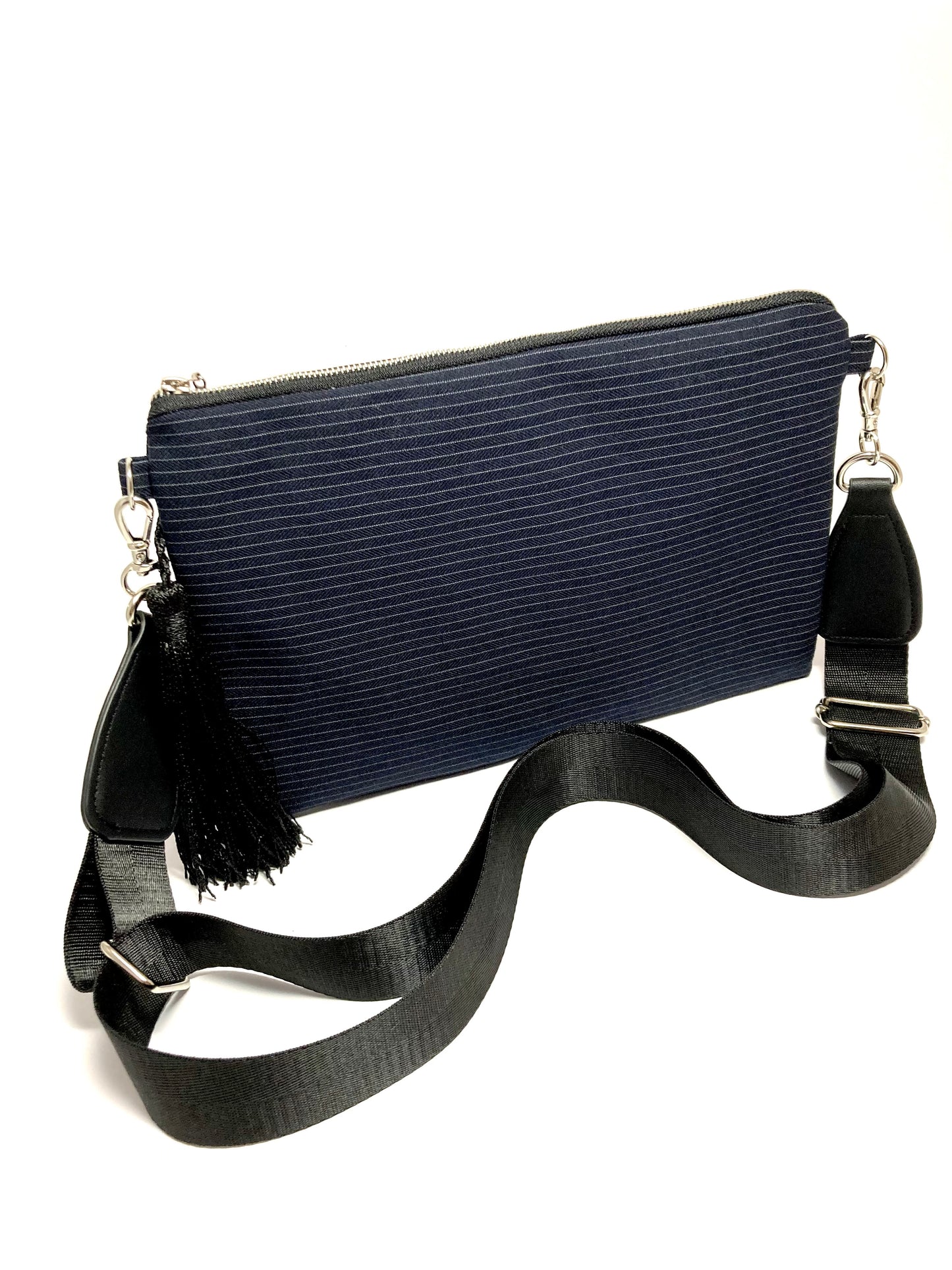 Navy blue crosssbody bag with tassel