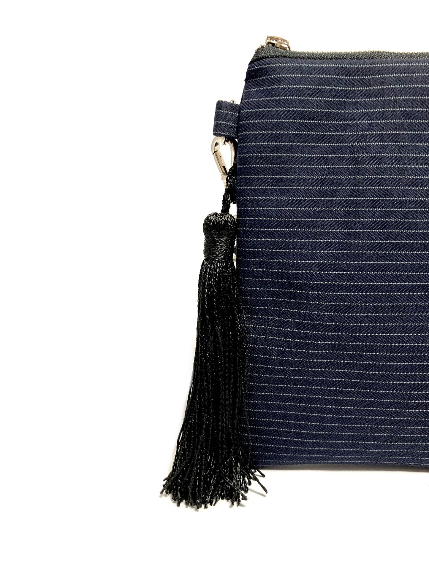 Navy blue crosssbody bag with tassel