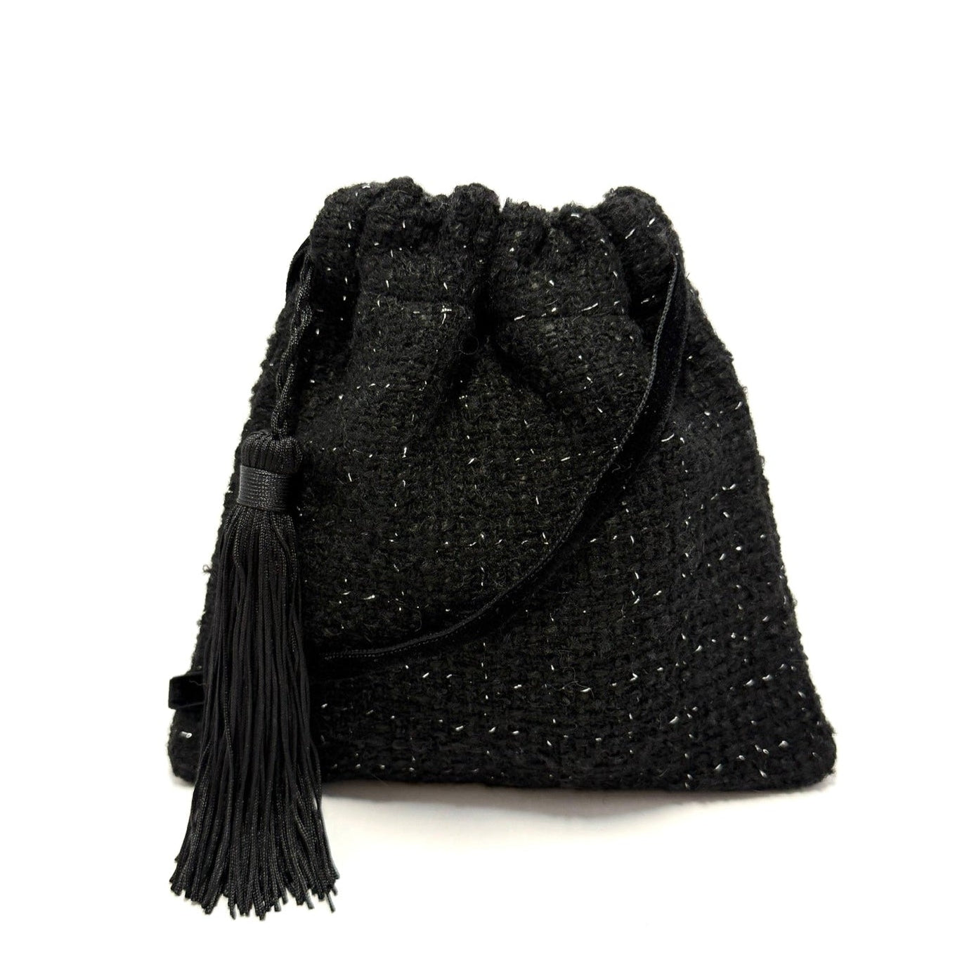 Shiny woolen mini handbag
