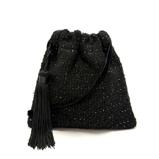 Shiny woolen mini handbag