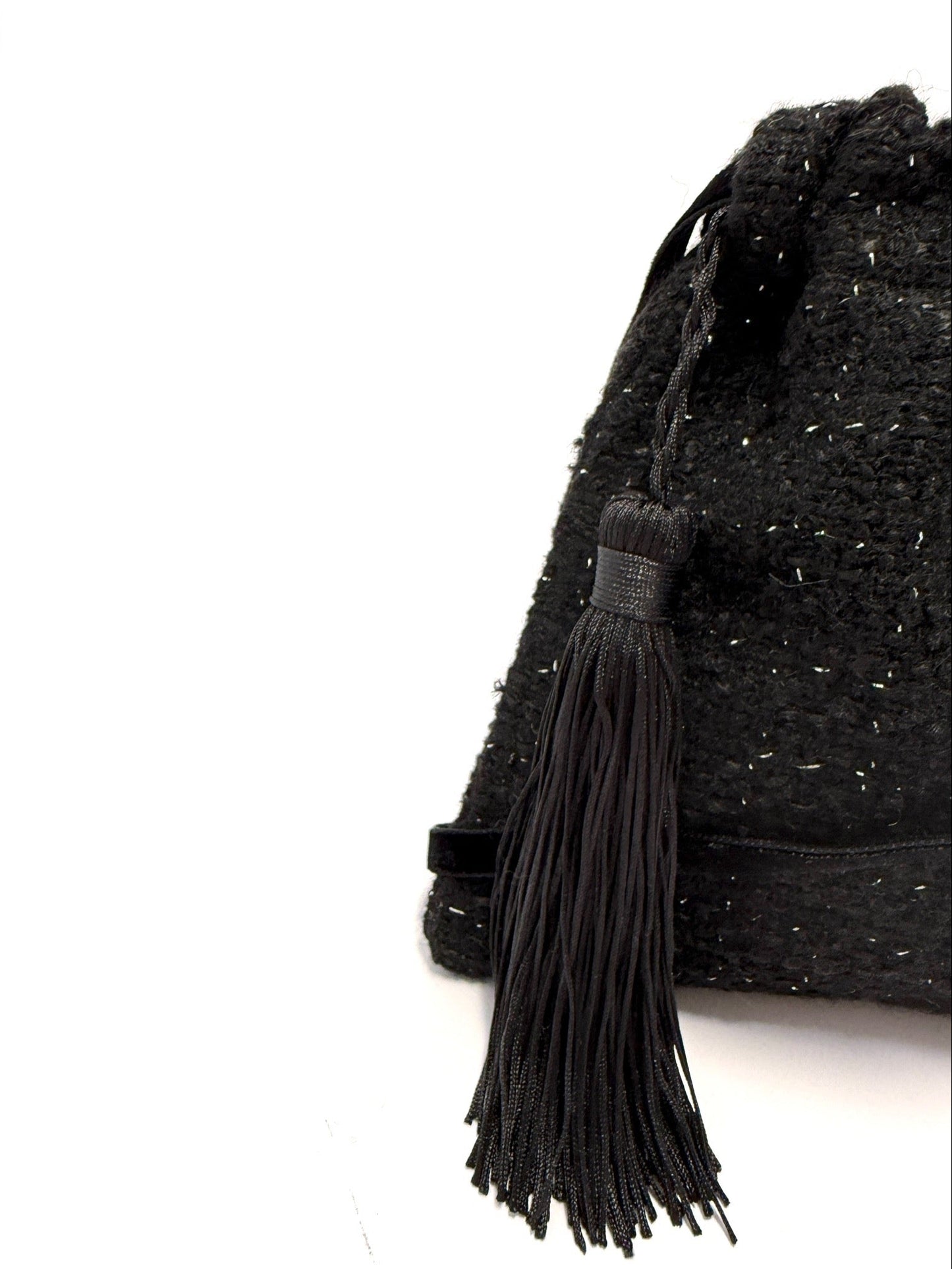 Shiny woolen mini handbag