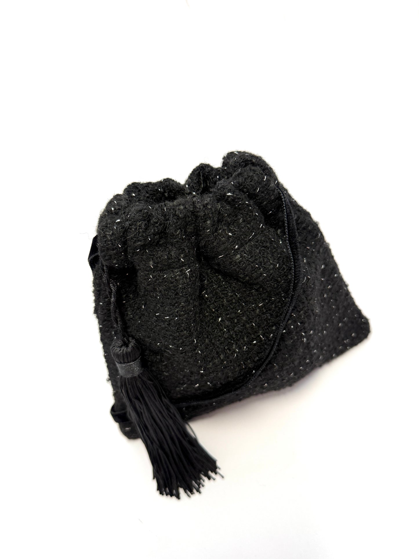 Shiny woolen mini handbag