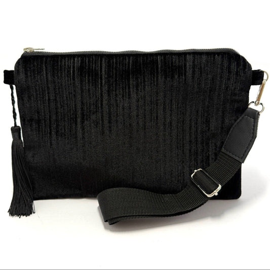 Black velvet bag with tassel