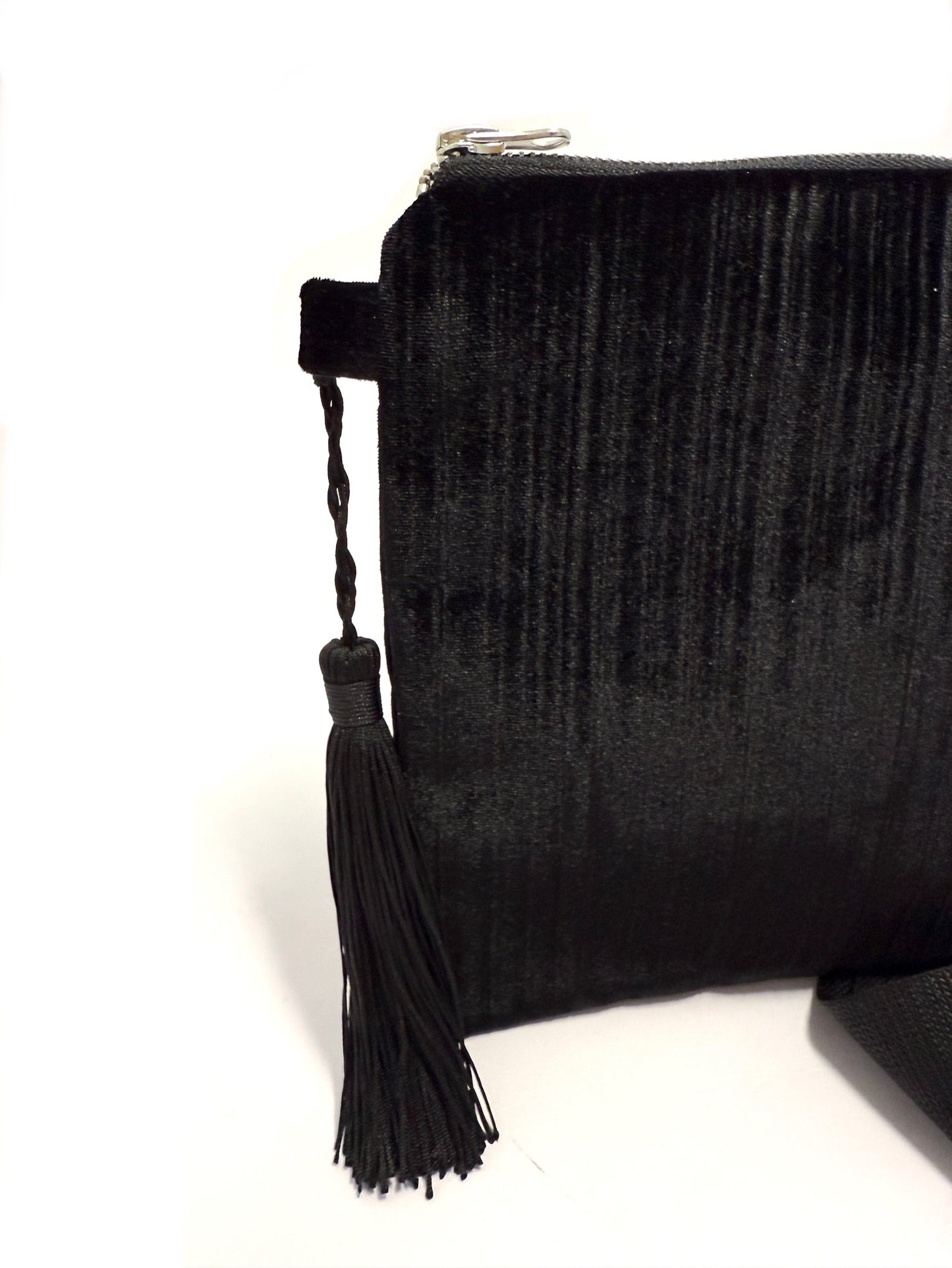 Black velvet bag with tassel