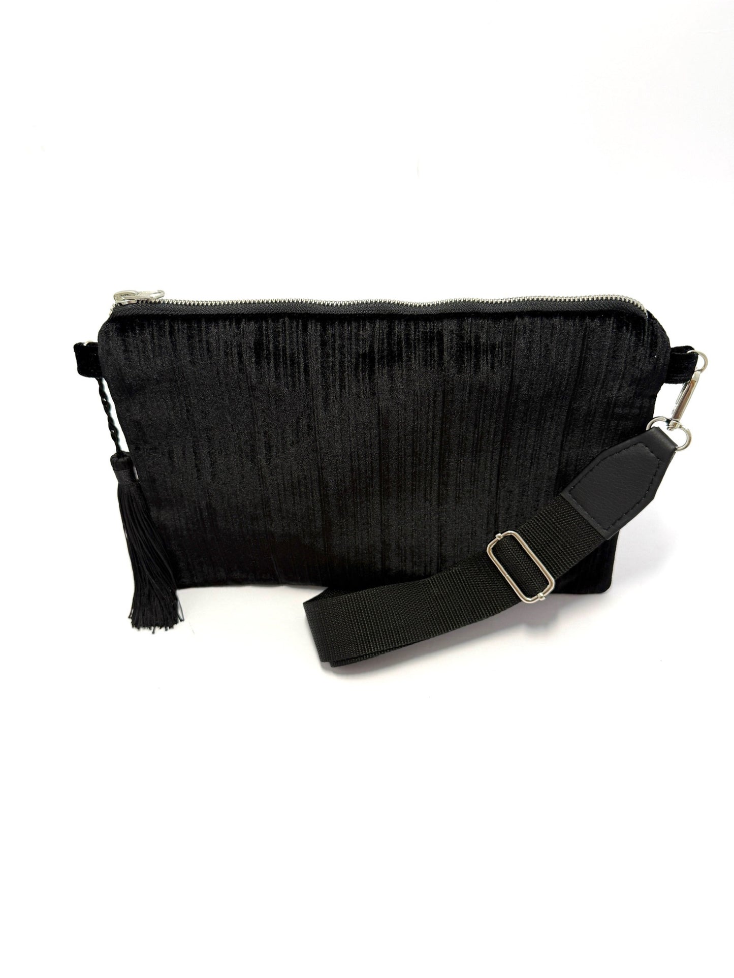 Black velvet bag with tassel