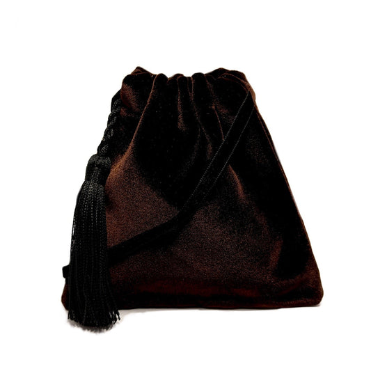 Little velvet brown boho handbag