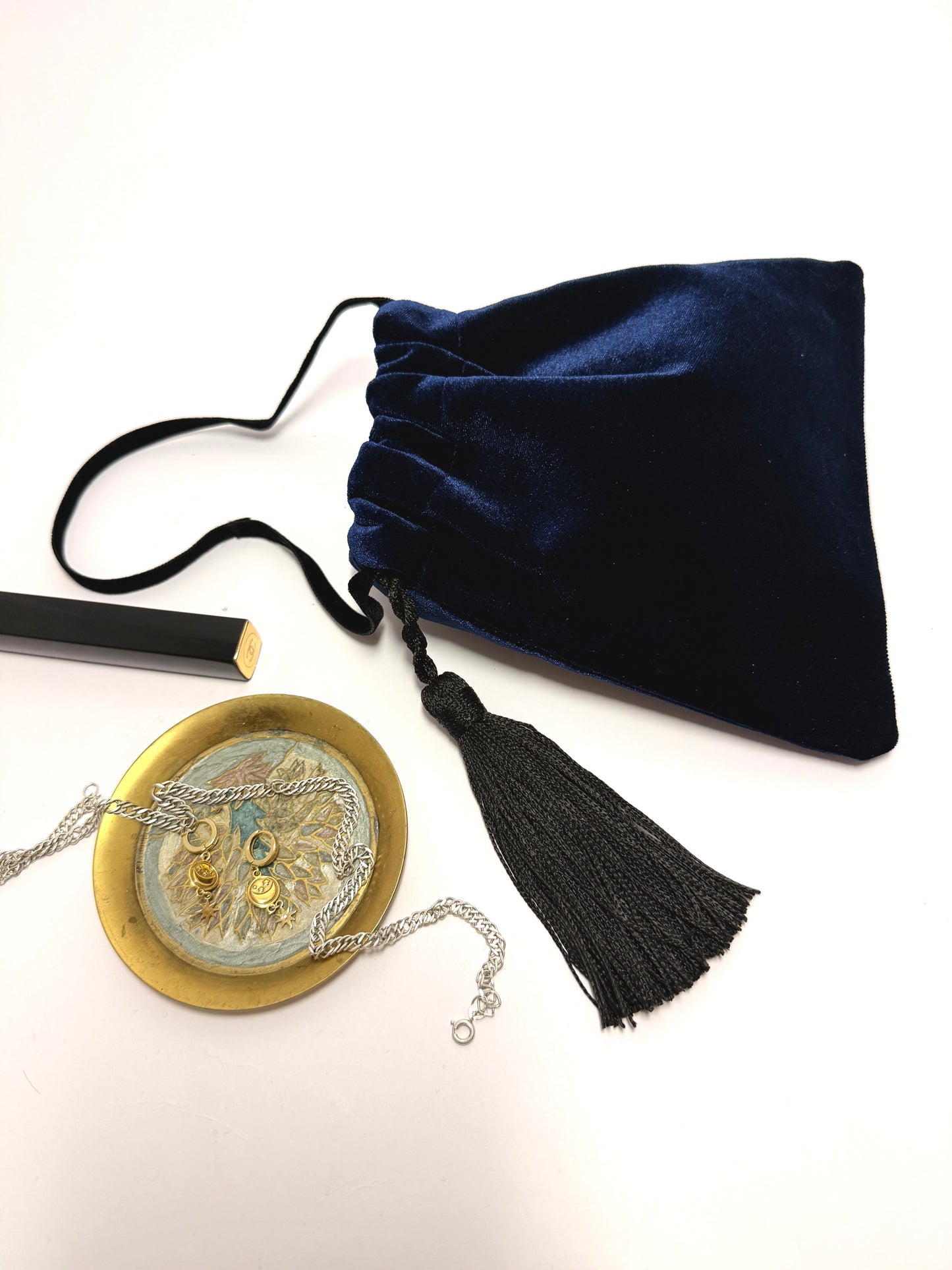 Blue velvet little handbag