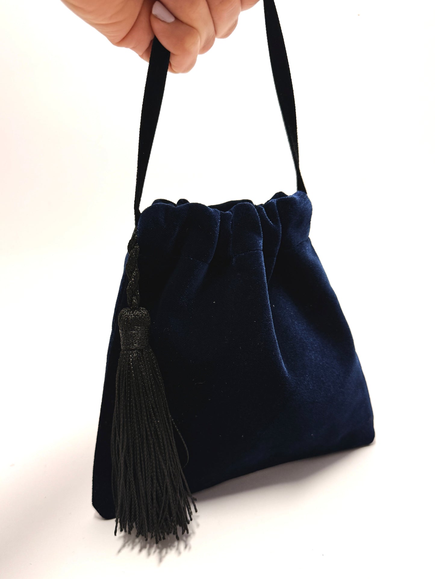 Blue velvet little handbag