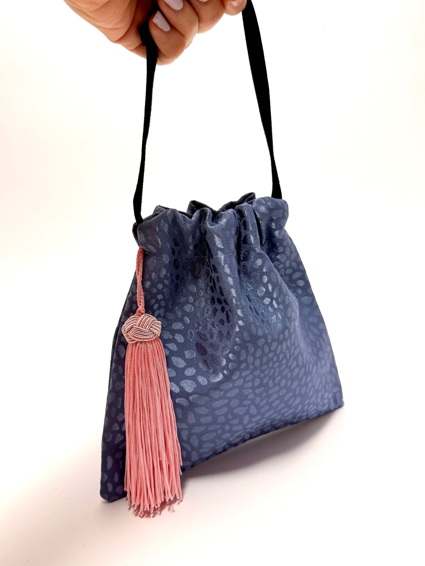 Mini blue velvet handbag