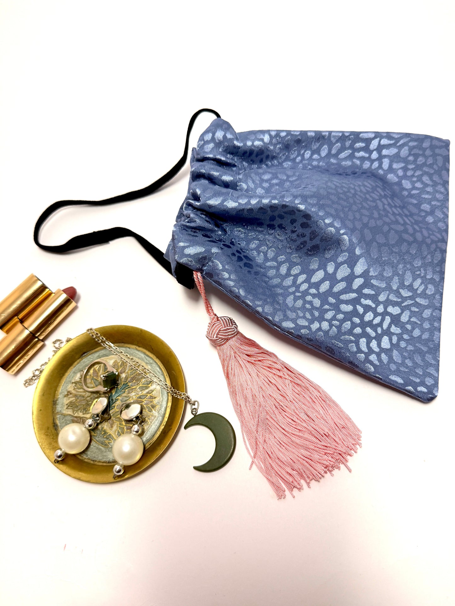 Mini blue velvet handbag