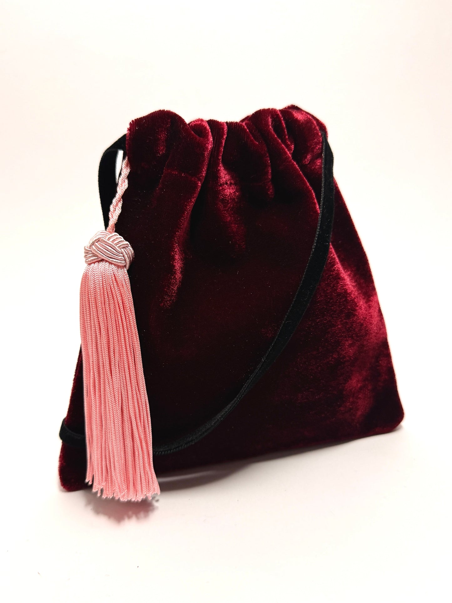 Red velvet handbag