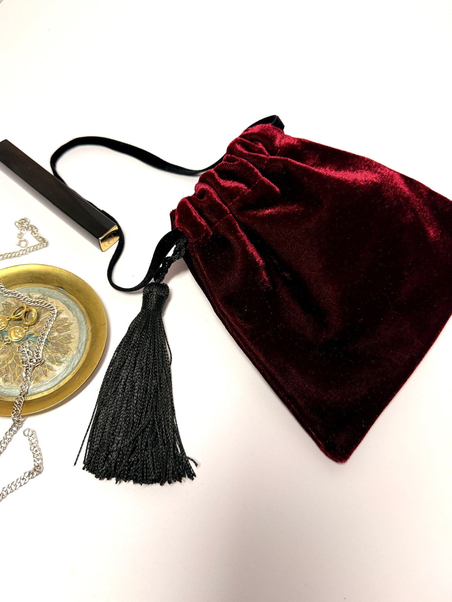 Little red velvet handbag