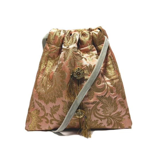 Golden jacquard mini handbag