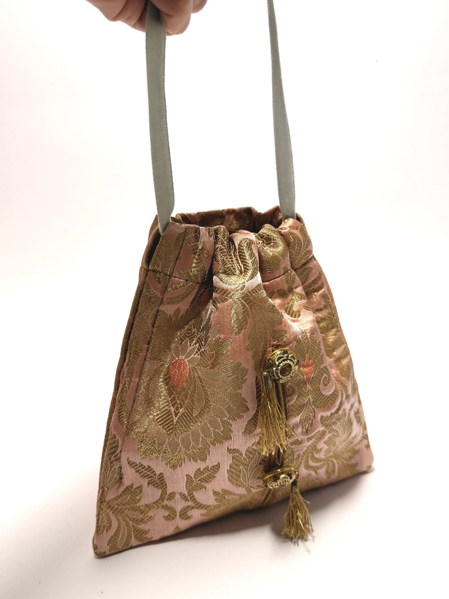 Golden jacquard mini handbag