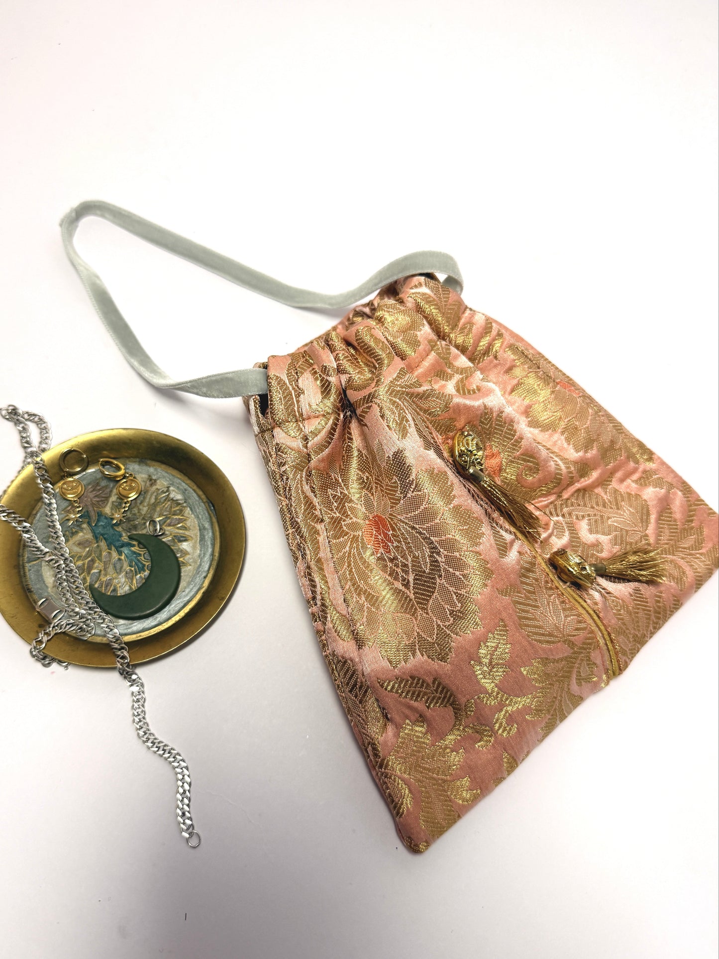 Golden jacquard mini handbag