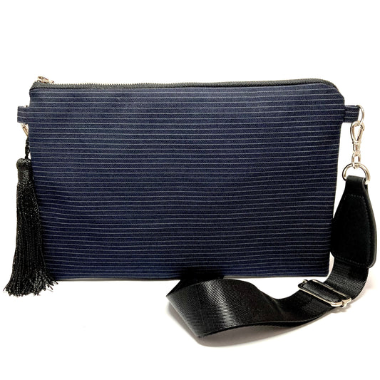 Navy blue crosssbody bag with tassel