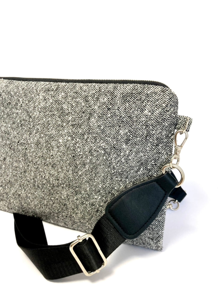 Gray crossbody bag with tassel