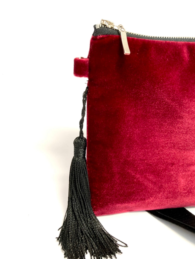 Red velelvet crossbody bag