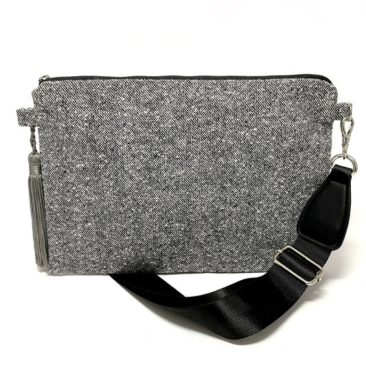 Gray crossbody bag with tassel