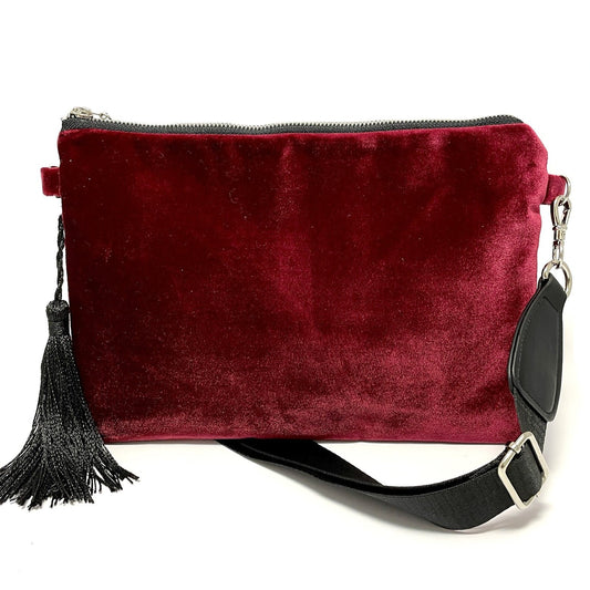 Red velelvet crossbody bag