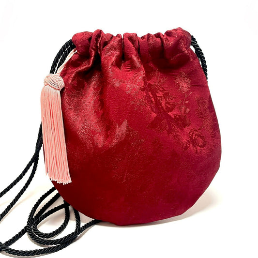 Red kimono bucket bag