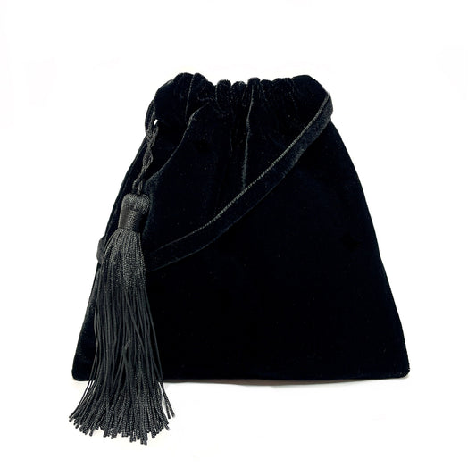 Little Black Velvet Handbag With Tassel