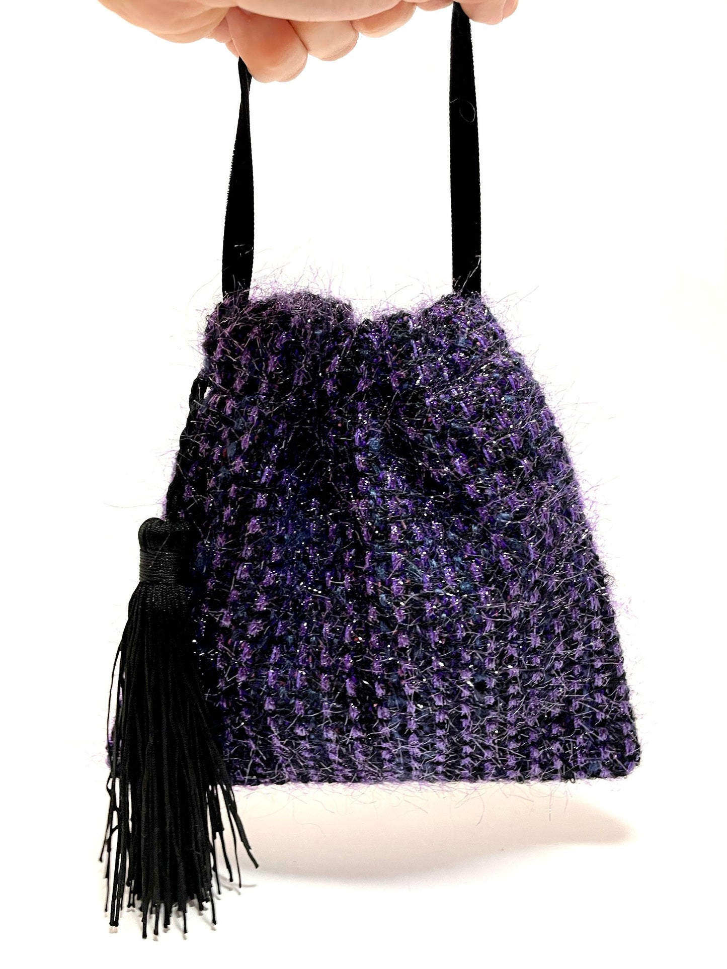 Shiny woolen mini handbag