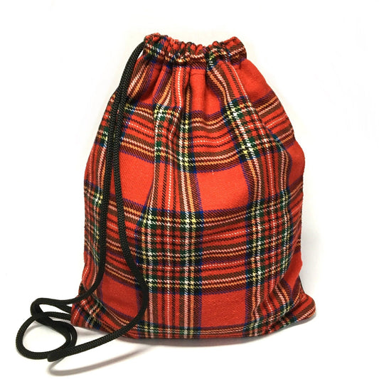 Red grid backpack