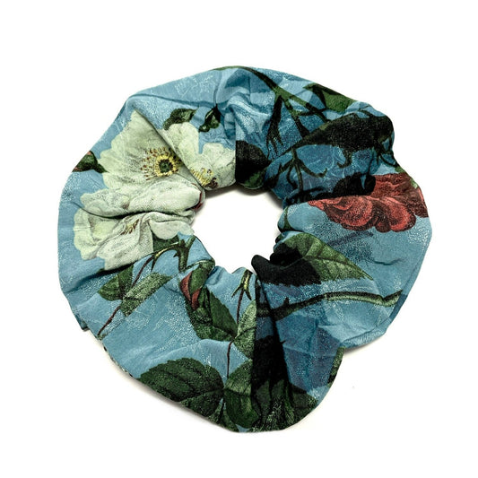 Floral blue large scrunchie