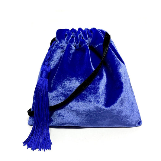 Blue velvet mini handbag