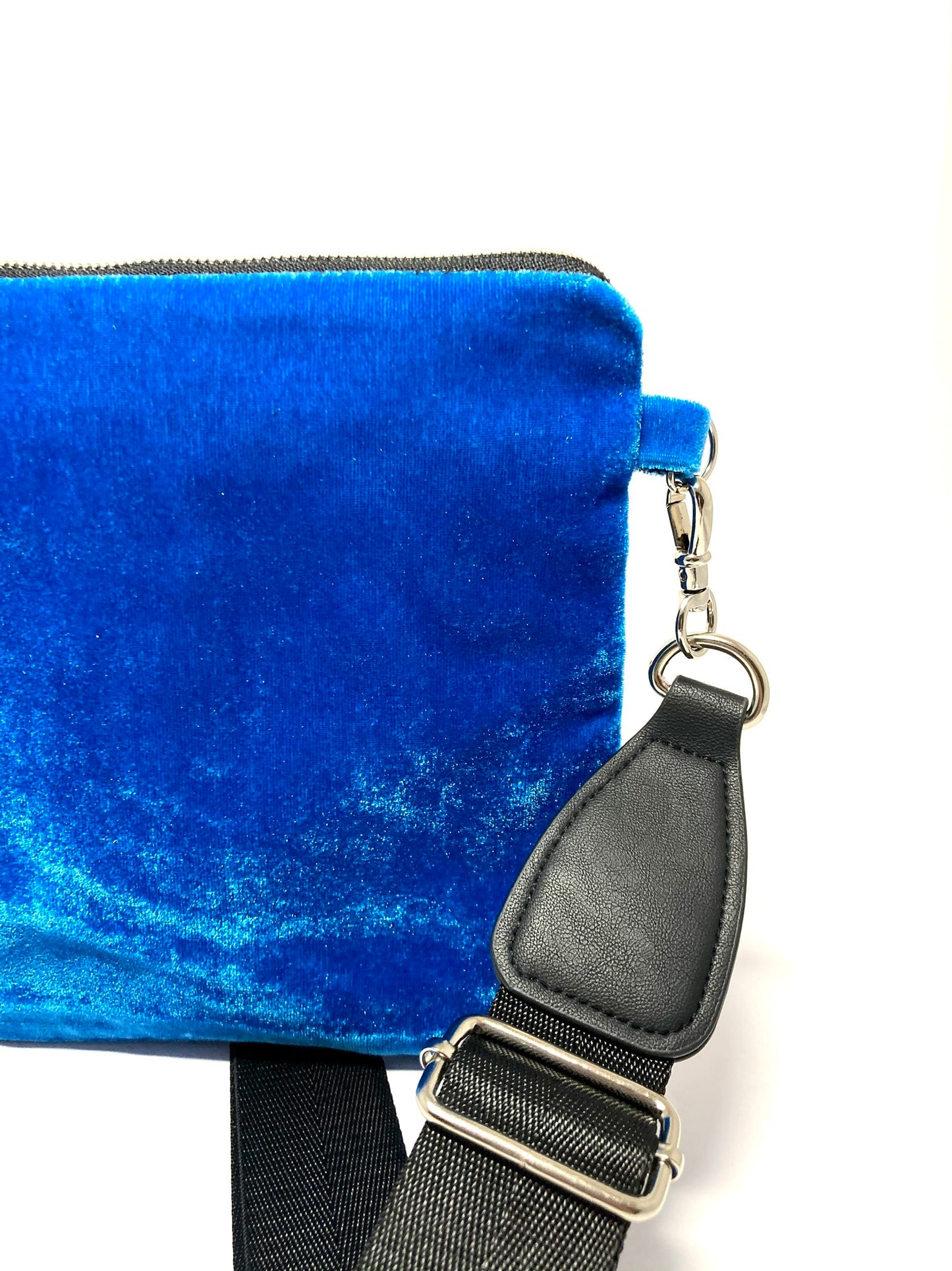Blue velvet crossbody bag