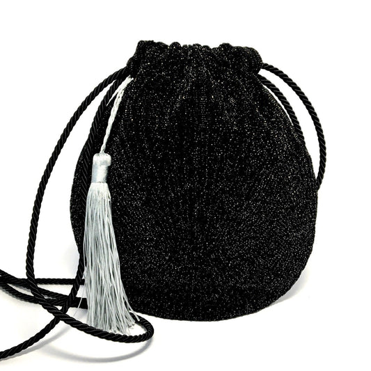 Black shiny bag with tassel