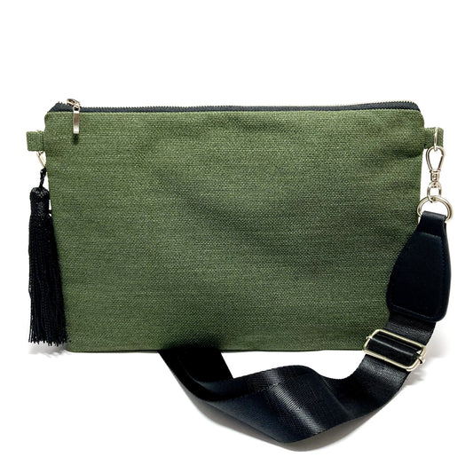 Green crossbody bag with tassel