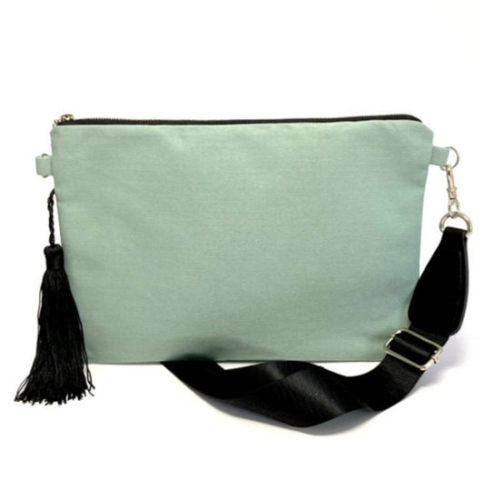 Aquamarine crossbody bag with tassel